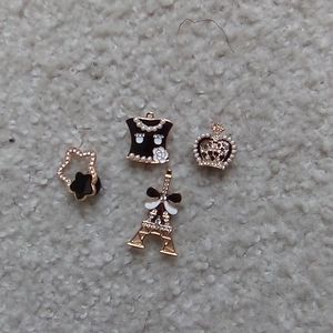 Four Rhinestone Croc Charms